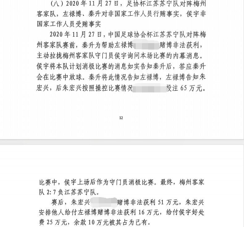 網(wǎng)傳判決書：足協(xié)杯梅州2-7江蘇，梅州門將侯宇收25萬消極比賽